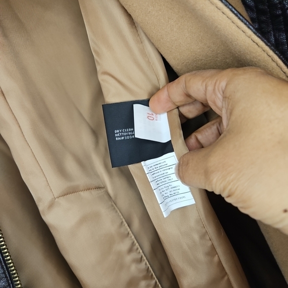 Y2K Vintage Via Spiga Camel Wool Leather Coat Faux Fur Collar Belted Women’s S12 - Picture 10 of 13